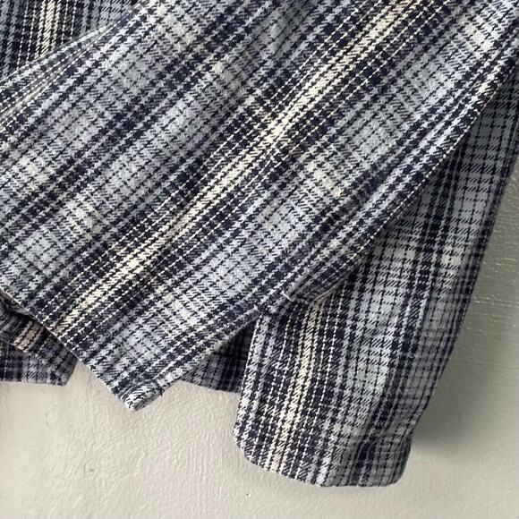 NorthCrest Size Medium Blue Plaid Flannel Hooded Shirt Shacket 90s Y2K Grunge - Picture 6 of 9